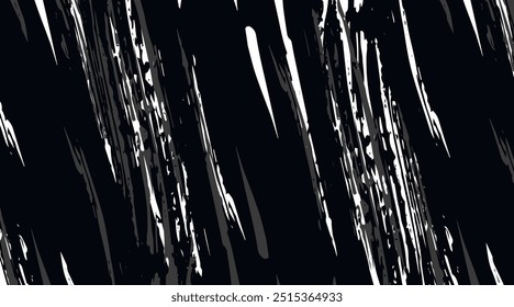 Scratched shaded ink brush texture, abstract black paint texture. Dynamic horizontal banner vector background.