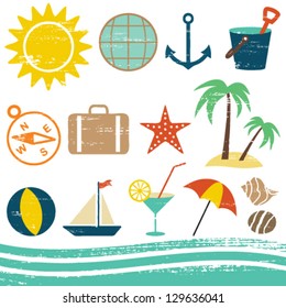 Scratched summer and sea related icons 1