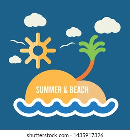 Scratched summer and sea related icons on blue textured background