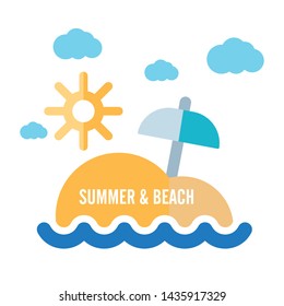 Scratched summer and sea related icons on blue textured background