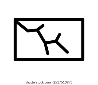 Icono de superficie rayada. Signo resistente a los arañazos. Símbolo de pantalla rota.