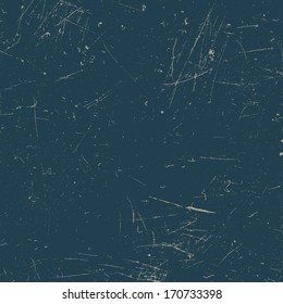 Scratched texture in vector. Blue grunge background.