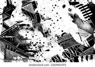 Vector de textura escrachado de fondo urbano en estilo Grunge. Una capa de polvo crea un efecto áspero y granulado. Ilustración del vector de fondo problemático