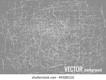 Scratched texture with white lines on dark background, vector