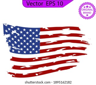 Scratched  USA Flag - Distressed American flag. EPS 10, patriot flag, military flag,
