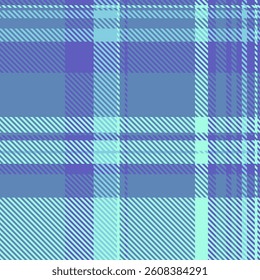 Scratched vector seamless tartan, checks texture pattern textile. Tracery fabric plaid check background in blue and teal colors palette.