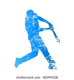 Scratched vector silhouette of baseball batter