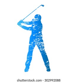 Scratched vector silhouette golfer
