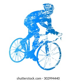 Scratched vector silhouette of road cyclist