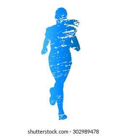 Scratched vector silhouette running young girl