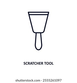 scratcher tool outline icon.  Thin line icon from construction tools collection. Editable vector isolated on white background