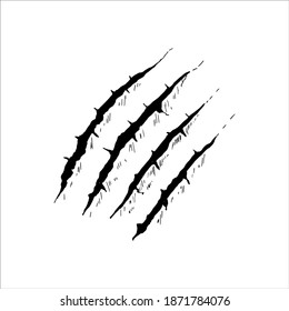 Scratches of animal claw. Rip paper. Vector illustration, isolated on white background
