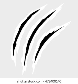 Scratches by claws vector set. Ragged scratches from the claws of animals, monsters.