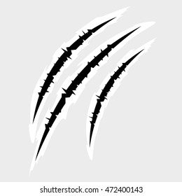 Scratches by claws vector set. Ragged scratches from the claws of animals, monsters.