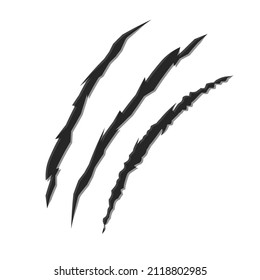Scratches from the cats claws. Wounds from an animals paws. Flat vector design on white background.