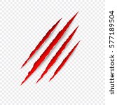 Scratches isolated on transparent background. Vector red scratch set. Claws scratching animal (cat, tiger, lion, bear) vector illustration. 
