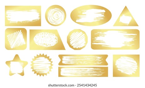 Scratches on golden tickets. Lottery scratch ticket, win in fortune game. Grunge erasing gold screen, jackpot and lucky vector badges, gambling cards