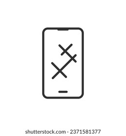 Scratches en pantalla de smartphone, icono lineal. Línea con trazo editable