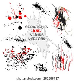 Scratches and stains vectors graphic elements