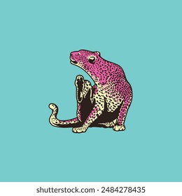 scratching jaguar vector in neon color