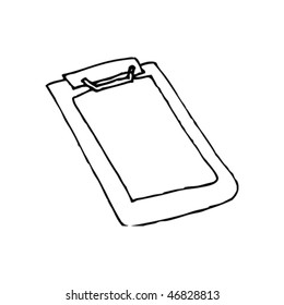 Scratchy ink drawing of a clipboard