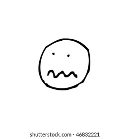 scratchy ink drawing of a worried face
