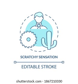 Scratchy sensation concept icon. Sore throat idea thin line illustration. Bacterial infection. Coronavirus, allergy reaction and cold. Vector isolated outline RGB color drawing. Editable stroke