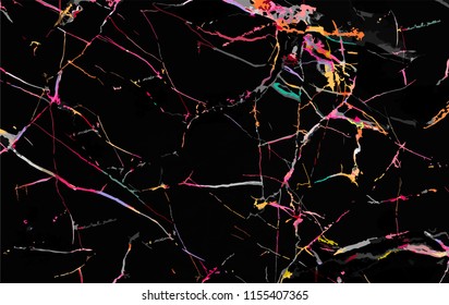 Scratchy texture of marble with colorful veins. Abstract vector background.