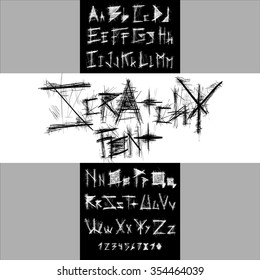 Scratchy vector font isolated letters