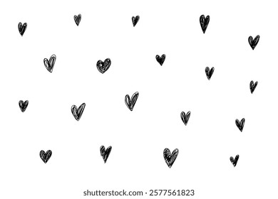 Scrawl scribble doodle heart. Sketch marker heart. Hand drawn hearts. Valentine's Day set. Line art Scribble vector illustration isolated on white background. 