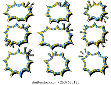 Scream Bubble Set, Hand Drawn, Pop Design, With Shadow, Summer Color