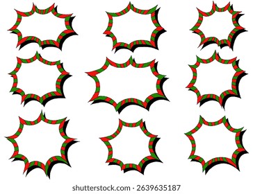Scream Bubble Set, Hand Drawn, Pop Design, With Shadow, Christmas Color