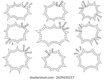 Scream Bubble Set, Hand Drawn, Pop Design, Line Drawing