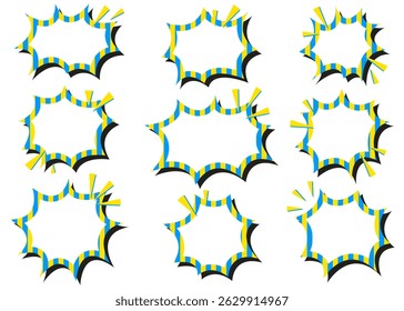 Scream Bubble Set, Stripe Pattern, With Shadow, scream speech bubble