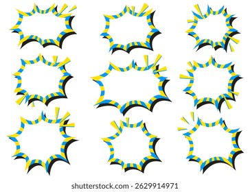Scream Bubble Set, Stripe Pattern, With Shadow, scream speech bubble