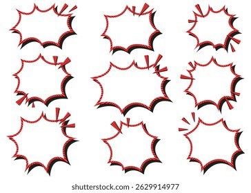 Scream Bubble Set, Stripe Pattern, With Shadow, scream speech bubble