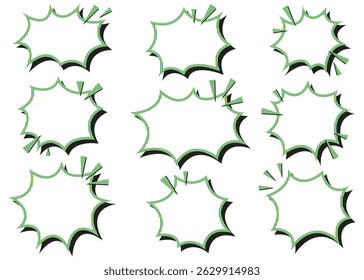Scream Bubble Set, Stripe Pattern, With Shadow, scream speech bubble