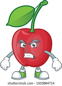 Scream cartoon bing cherries on white background
