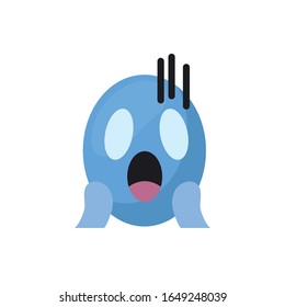 Scream Emoji Face Flat Style Icon Design, Cartoon Expression Cute Emoticon Character Profile Facial Toy Adorable And Social Media Theme Vector Illustration