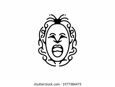 scream face line art illustration design