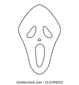 Scream Face Mask Vector art. Black and white. White background. Line drawing.