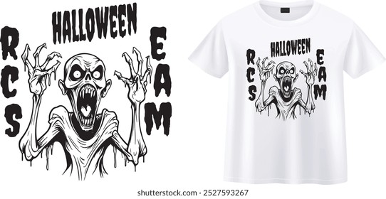 Grite Halloween Tipografia e arte T-Shirt Design.