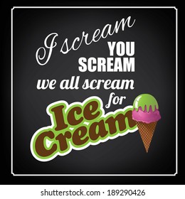 Scream for Ice Cream Poster EPS 10 vector, grouped for easy editing. No open shapes or paths.