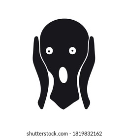 The scream icon, hands holding head and screaming, symbol for panic, worry and anxiety simple flat vector illustration design