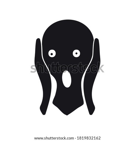 The scream icon, hands holding head and screaming, symbol for panic, worry and anxiety simple flat vector illustration design