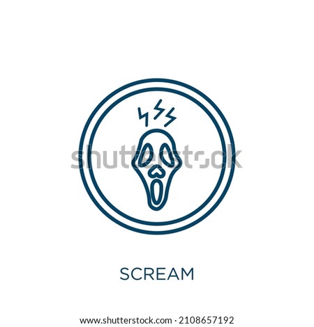 scream icon. Thin linear scream outline icon isolated on white background. Line vector scream sign, symbol for web and mobile