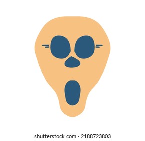 Scream mask, color picture with an evil face, on a transparent background, for Halloween decoration and printing