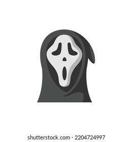 Scream Mask Flat Icon - Halloween Elements Icon Vector Illustration.