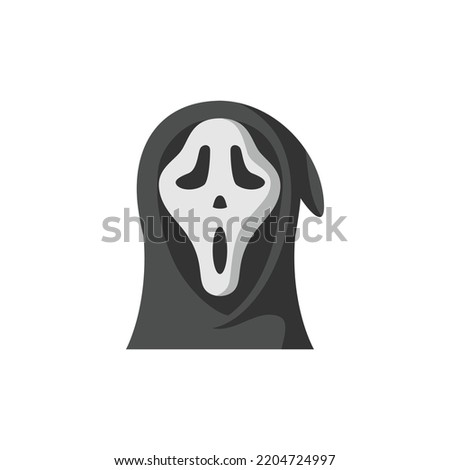Scream Mask Flat Icon - Halloween Elements Icon Vector Illustration.