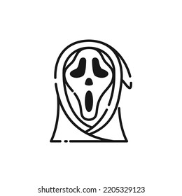 Scream Mask Line Icon - Halloween Elements Icon Vector Illustration.